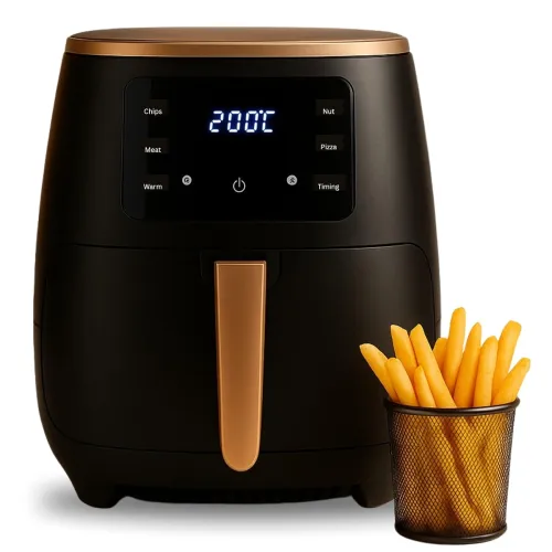 Image of AviQ AF04 Air Fryer – 4.5L, 1400W, 85% Less Oil, Black & Gold