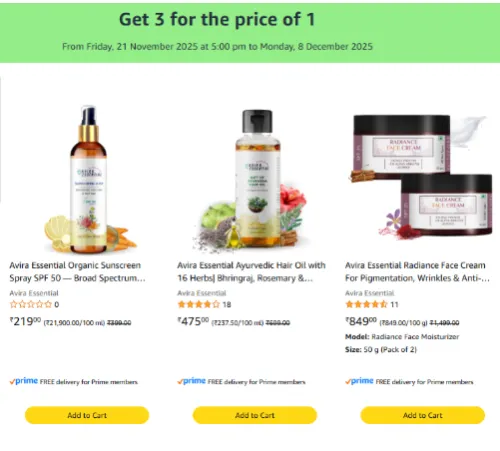 Image of Avira Essential Organic Beauty Products Get 3 for the price of 1
