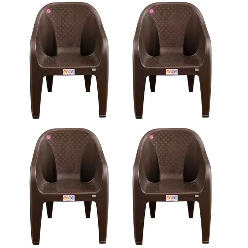 Image of AVRO Furniture 9100 Plastic Chairs Set of 4 (Brown) Strong & Sturdy