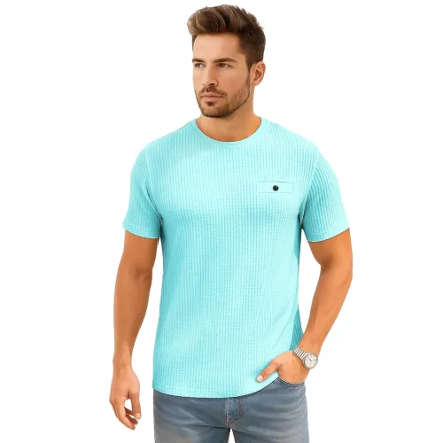 Image of AWG ALL WEATHER GEAR Men Solid Waffle Crew Neck Tshirt
