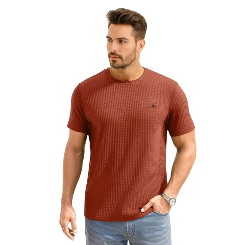 Image of AWG ALL WEATHER GEAR Men Solid Waffle Crew Neck Tshirt 