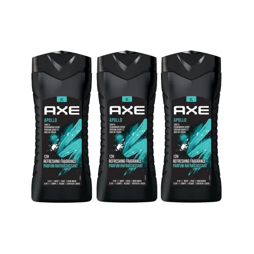 Image of AXE Apollo 3-in-1 Body, Face & Hair Wash | Fresh Sage & Cedarwood Scent | 12H Refreshing Fragrance | Combo of 3 | 400 ml