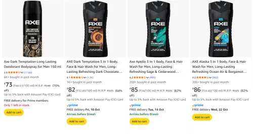 Image of Axe Beauty Products upto 70% Discount | Starting at ₹73