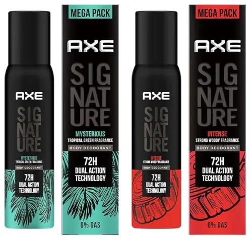 Image of AXE Signature Mysterious & Intense Long Lasting No Gas Aerosol Body Deodorant For Men, 200ml each