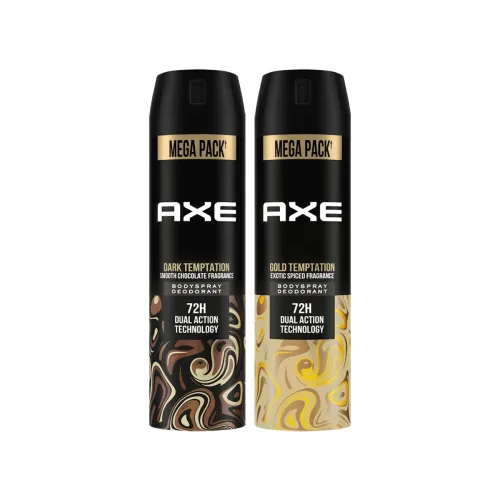 Image of Axe Dark Temptation Men's Deodorant + Axe Gold Temptation Long Lasting Deodorant Bodyspray For Men, With An Irresistible
