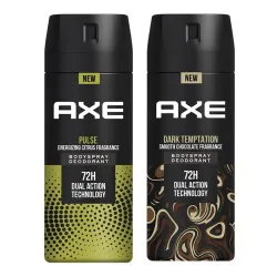 AXE Dark Temptation Deodorant, 150ml and Pulse Long Lasting Deodorant Body Spray