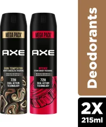 AXE Dark Temptation & Intense Deodorant Spray - For Men (430 ml, Pack of 2)