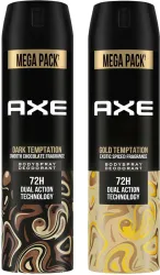 AXE Dark Temptation & Gold Temptation Long Lasting Body Spray, (430 ml, Pack of 2)