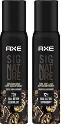 AXE SIGNATURE Dark Temptation Deodorant No Gas Body Perfume Deodorant Spray - For Men (400 ml, Pack of 2)