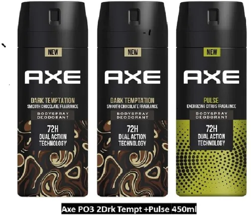 Image of AXE two pack of Dark Temptation 150 ml and one Pulse 150 ml Deodorant (3 Items in the set)
