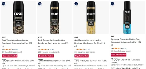 Image of Axe Deodorant For Men up to 77% Discount