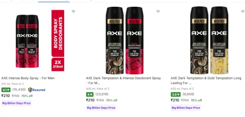Image of Axe Deodorant Spray Flat 70% Discount