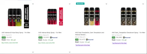 Image of Axe Deodorant Spray (PO3) at minimum 70% Discount