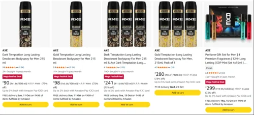 Image of Axe Deodorant Spray Starting @ ₹90