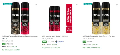 Image of Axe Deodorant Spray Upto 76% Discount