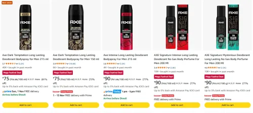 Image of Axe Deodorant starting at ₹75