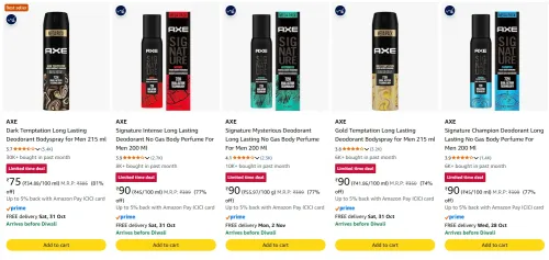 Image of Axe Deodorant starting at ₹75