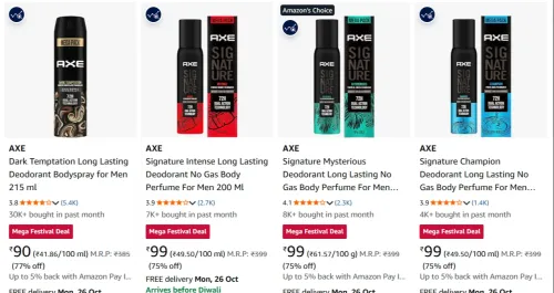 Image of Axe Deodorant up to 77% Discount
