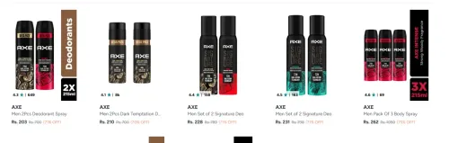 Image of Axe Deodorants at minimum 70% Discount