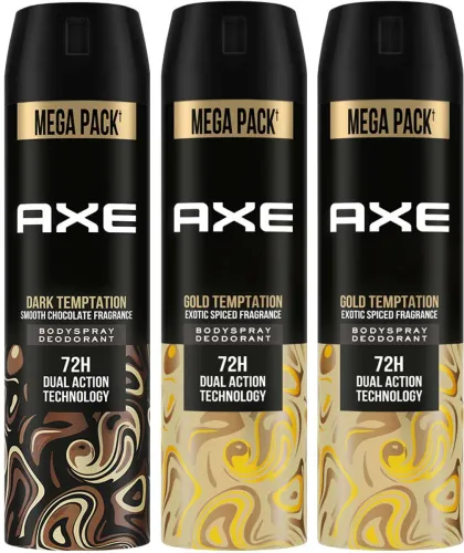 Image of AXE Gold and Dark Temptation Deodorant Spray Pack of 3