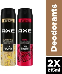 AXE Gold Temptation and Intense Deodorant Spray  -  For Men (430 ml, Pack of 2)
