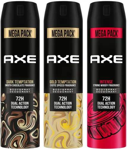 Image of AXE Gold ,Dark and Intense Temptation Deodorant Spray (645 ml, Pack of 3)