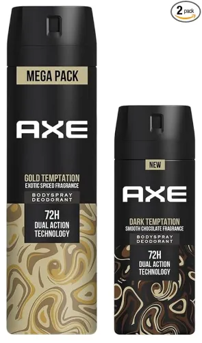 Image of Axe Gold Temptation 215ml and Dark Temptation 150ml Deodorant Bodyspray Combo