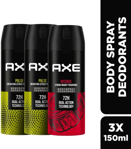 Image of AXE Intense (Pack of 1) + Pulse (Pack of 2) Body Spray - For Men  (450 ml, Pack of 3)