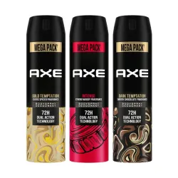 Axe Long Lasting Deodorant Bodyspray for Men - Intense, Dark Temptation, and Gold Temptation (215 ml)