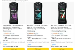 AXE  Mens 3 in one body,Face & Hair wash up to 57% discount        