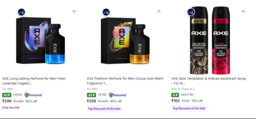 Image of Axe parfume at minimum 70% Discount