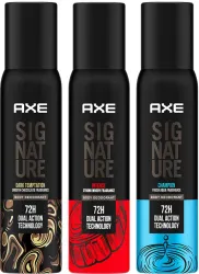 AXE SIGNATURE SIGNATURE Dark Temptation, Champion and Intense Deodorant No Gas Body Perfume Deodorant Spray  -  For Men 