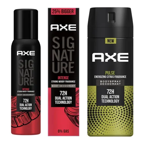 Image of AXE Signature Intense Long Lasting No Gas Body Deodorant for Men 154ml & Pulse Long Lasting Deodorant Body Spray for Men