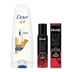 AXE Signature Woody Scent Body Perfume, Intense, 154 Millilitres And Dove Hair Therapy Intense Repair Conditioner for Dr
