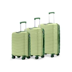 Axis Set of 3 Trolley Bags Polypropylene Hard Suitcase, 8 Spinner Wheels, 3-Pocket Convipack, Dual-Tone Shell, Recessed Number Lock Laser Green/Everglade Green