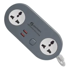 Axmon Extension Cord with USB Port | FIRE Resistant | 2 Socket with 2 USB Charging Ports | 6V-2.4 Amp Heavy Duty Extensi