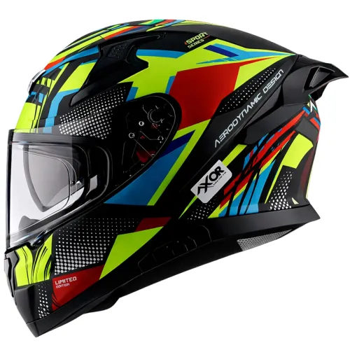 Image of Axor Apex Vivid ISI ECE DOT Certified Full Face Dual Visor Helmet for Men and Women with Pinlock Fitted Outer Clear Viso
