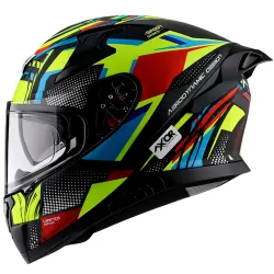 Axor Apex Vivid ISI ECE DOT Certified Full Face Dual Visor Helmet for Men and Women with Pinlock Fitted Outer Clear Visor and Inner Smoke Sun Visor Dull Black Neon Yellow(M)