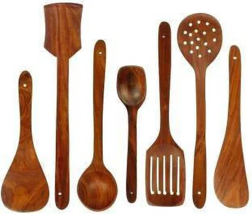 Image of Ayan Traders Wooden Serving Spoon Set, Po7