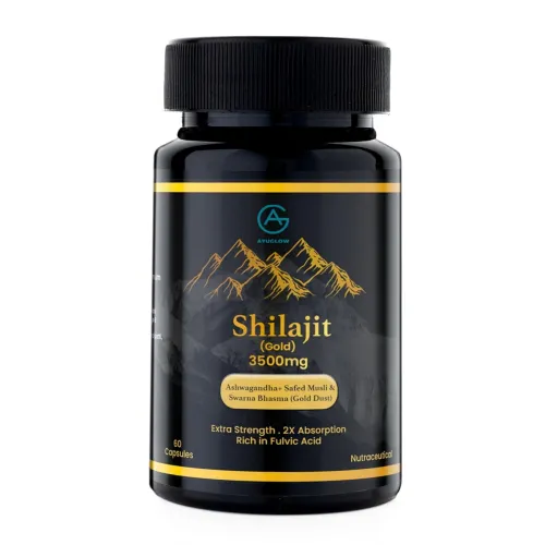 Image of AyuGlow Shilajit Gold 3500mg with Ashwagandha & other Premium Herbs | For Stamina, Muscle Growth & Energy | 10:1 Extract