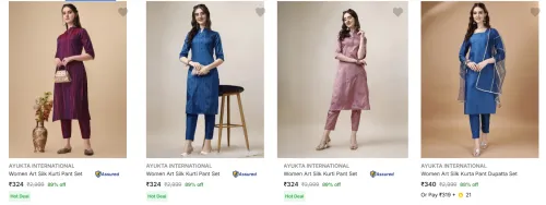 Image of Ayukta International Women's Ethnic Sets at minimum 88% Discount