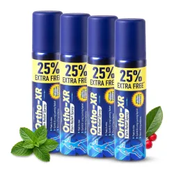 Ortho XR Ayurvedic Pain Relief Spray 50g x 4 | Instant Relief for Back, Knee, Joint, Neck, Shoulder, Muscle & Arthritis Pain | Special Warming Formula | Herbal & Skin-Friendly | 200 gms
