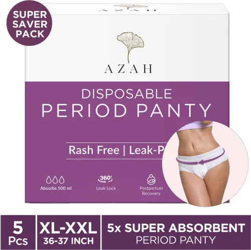 Image of AZAH Period Panty Pad | XL-XXL (36-37 inch) | 5X Super Absorbent Panties | Sanitary Pad (Pack of 5)