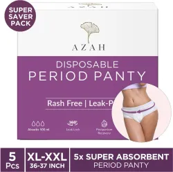 AZAH Period Panty Pad | XL-XXL (36-37 inch) | 5X Super Absorbent Panties | Sanitary Pad (Pack of 5)