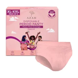 Azah Disposable Period Panty for Girls | Period Panty for Women Heavy Flow | Peachy New Look | 12-Hour Protection | 360°