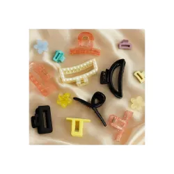 Azeva Vibrant Plastic All Day Hair Clutch/Claw for Women & Girls | Medium Size and Small Size Multisize1 (Pack of 3)|Color & Design May Vary