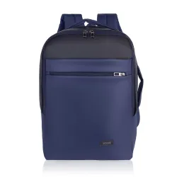 B'CODE AirPro 15.6\' Laptop Backpack | Anti-Theft Secret Pocket | Cordura + Vegan Leather | 2-Way Carry Travel & Office Bag (Blue)