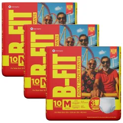 B-Fit Regular Adult Diaper M Size Pants | 30 Count (Medium) | Waist 25 – 48 inch | Unisex | Leakproof | Even Absorption 