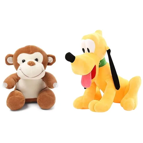 Image of Babique Monkey & Pluto Sitting Plush Soft Toys Set, So2