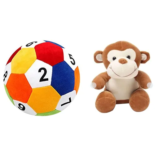 Image of Babique Plush Toy Set – Ball & Sitting Monkey
